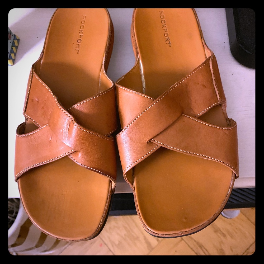 Rockport criss cross leather slide sandals